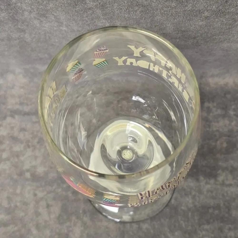 Happy Birthday Cupcakes & Cake Slices Print Wine Glass Gift Celebrate Drink Cup